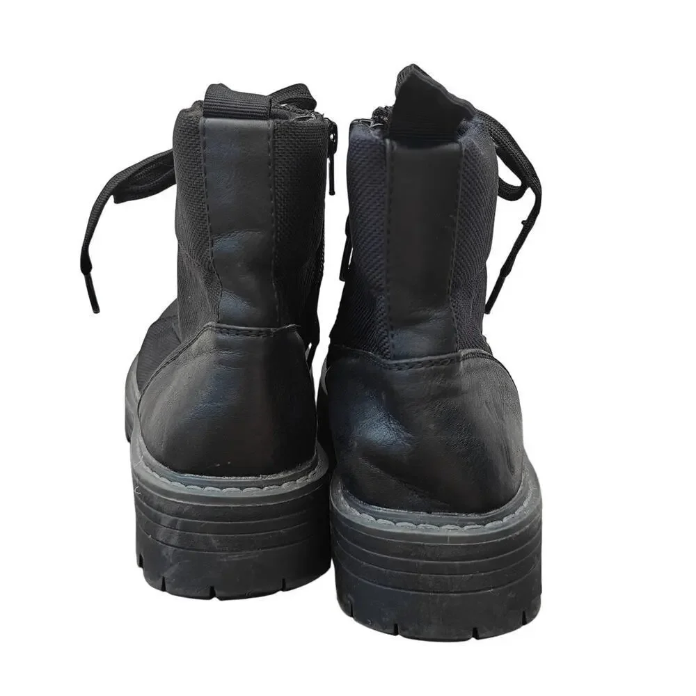 Cliffs by White Mountain Black Combat Boots Women’s 6.5 | Lug Sole Zip